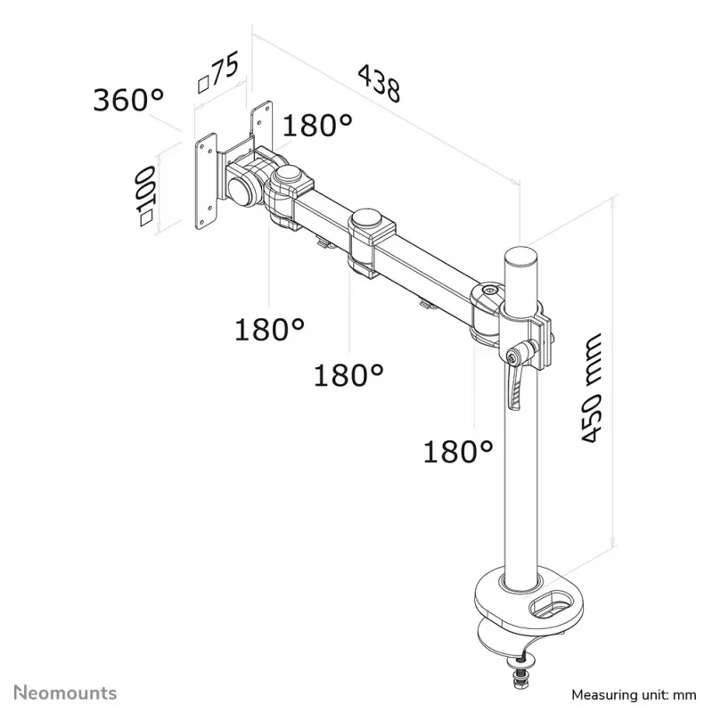 Neomounts FPMA-D960G ramię do monitora 10-30 cali
