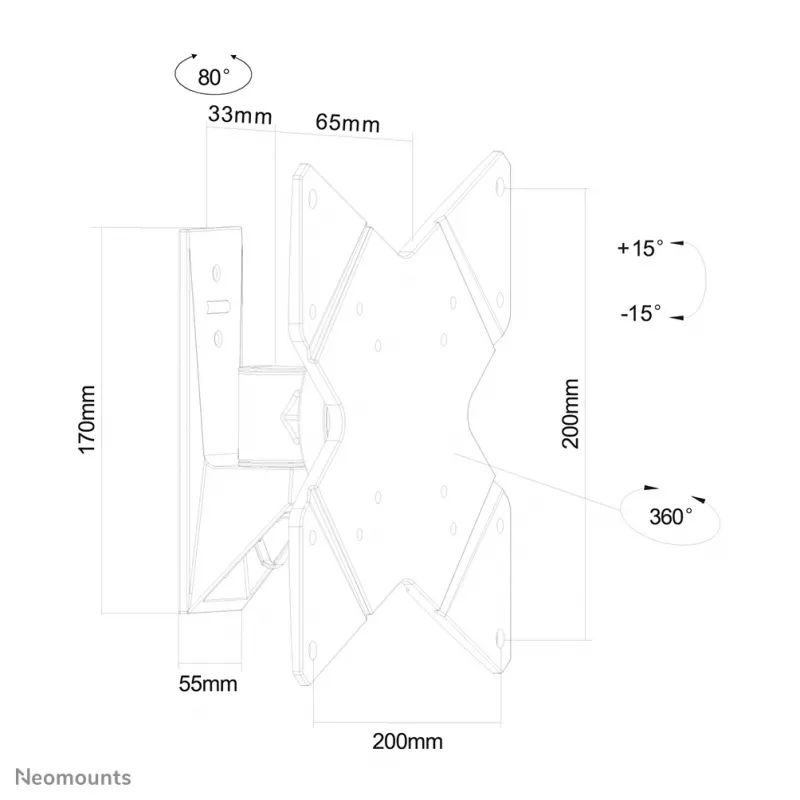 Uchwyt ścienny do monitora/telewizora Neomounts FPMA-W815 10-40 cali - pełny zakres ruchu