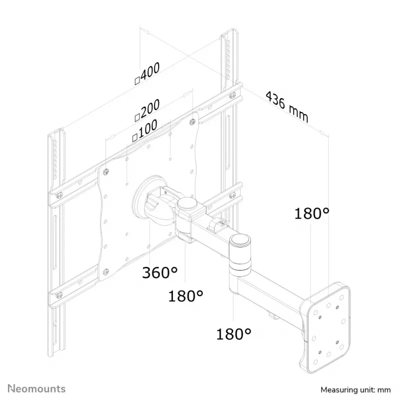 Uchwyt do monitora/TV Neomounts FPMA-W960 na ścianę, 23–52 cale – pełny zakres ruchu