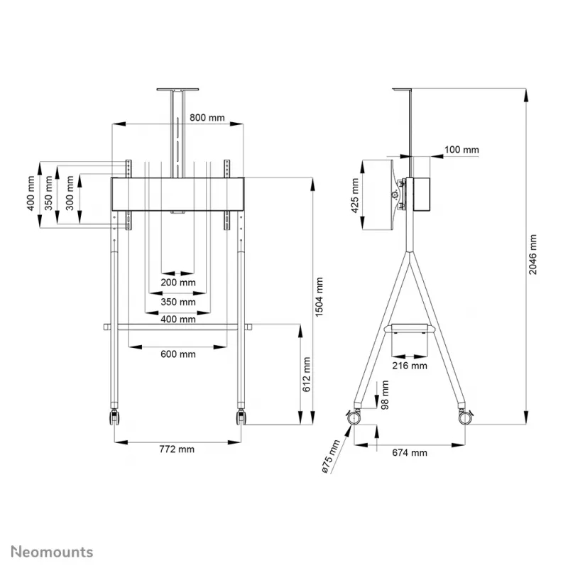 Wózek pod telewizor Neomounts NS-M1500Czarny 32-65 cali