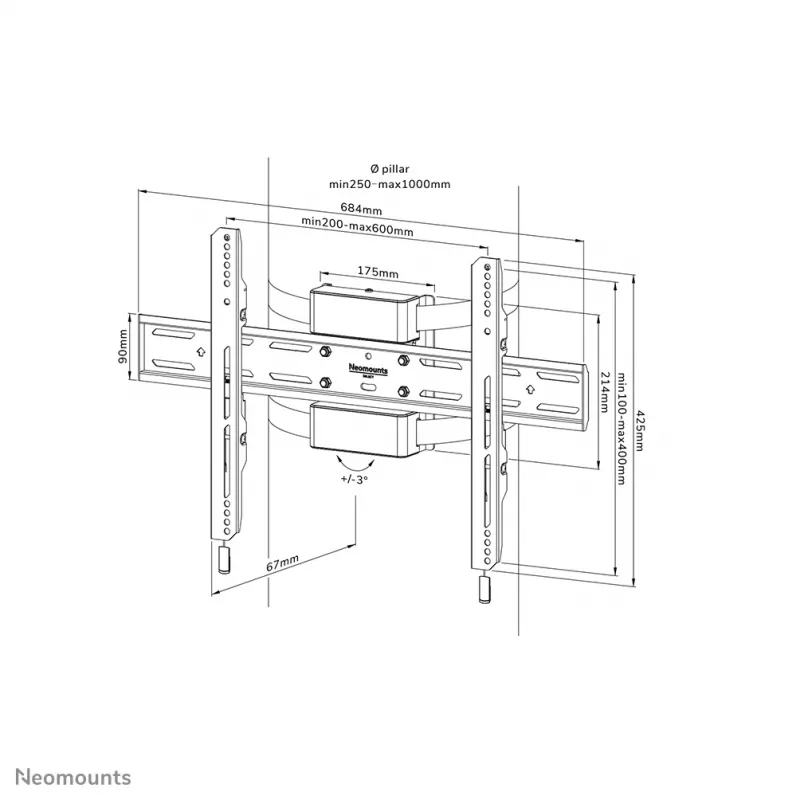 Neomounts uchwyt na słup TV WL30S-910BL16 50 kg 40-75 cali