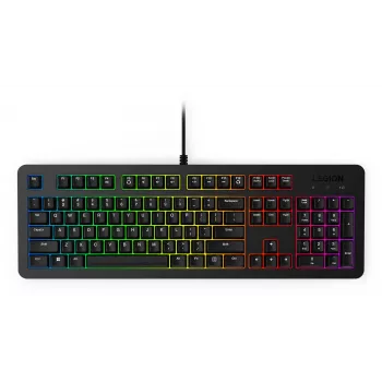 Przewodowa klawiatura gamingowa Lenovo K310 — pełnowymiarowa 100%, USB, US English, podświetlenie RGB, czarna, kabel 1,8 m
