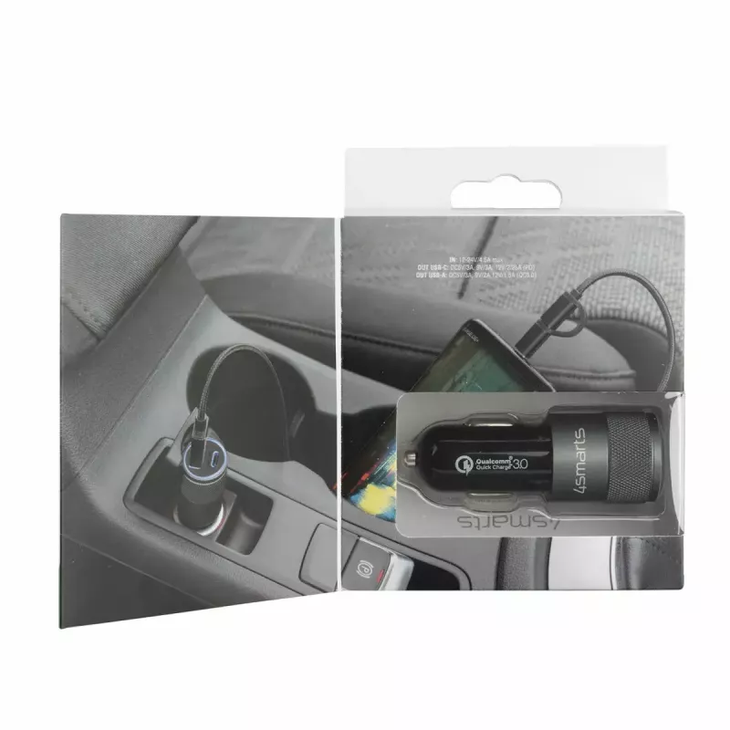 Ładowarka do urządzeń mobilnych 4smarts 464448 Uniwersalna Czarna Gniazdo zapalniczki samochodowej Auto