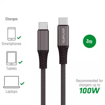Kabel USB 4smarts 456267 3m USB C Czarny 0.48 Gbit/s