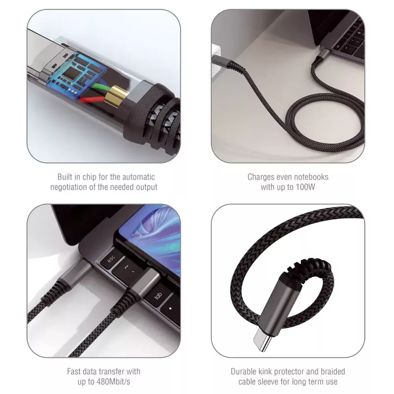 Kabel USB 4smarts 456267 3m USB C Czarny 0.48 Gbit/s