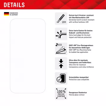 Displex Szkło Hartowane + Etui do Apple iPhone 15, Eko Ramka Montażowa, odporne na zarysowania