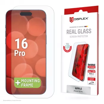 Displex Ochrona ekranu (10H) for Apple iPhone 16 Pro, Eco Mounting Frame, odporna na zarysowania