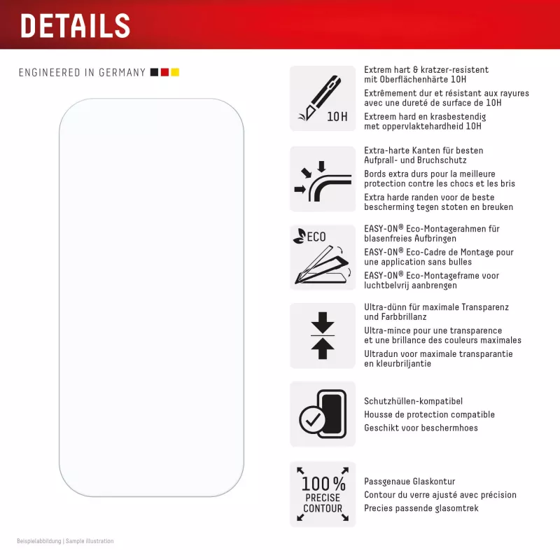 Displex Ochrona ekranu (10H) for Apple iPhone 16 Pro, Eco Mounting Frame, odporna na zarysowania