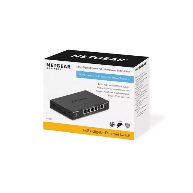NETGEAR GS305PP Niezarządzalny Gigabit Ethernet (10/100/1000) Power over Ethernet (PoE) Czarny