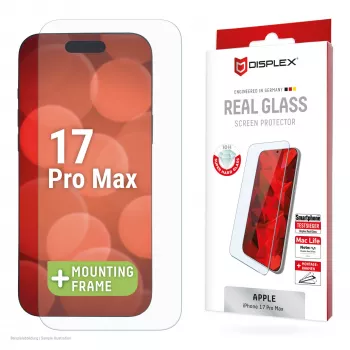 Displex Szkło Ochronne (10H) do Apple iPhone 17/17 Pro, Ekologiczna Ramka Montażowa, odporne na zarysowania