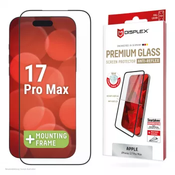 Displex Premium Ochrona ekranu (Full Cover, 10H) dla Apple iPhone 17 Pro Max, Ramka montażowa Eco, Pełne pokrycie