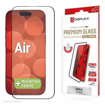 Displex Premium Ochrona ekranu (Full Cover, 10H) dla Apple iPhone Air, Ekologiczna ramka montażowa, Full Cover