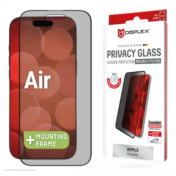 Displex Privacy Ochrona ekranu (10H) for Apple iPhone Air, Eco Mounting Frame, Privacy Filter