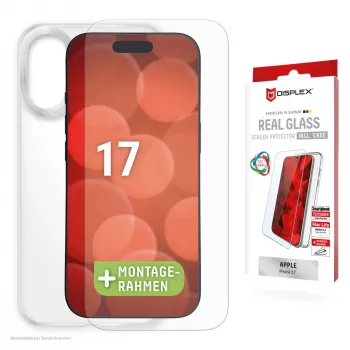 Displex Szkło Ochronne + Etui dla Apple iPhone 17, Eko Ramka Montażowa, odporne na zarysowania