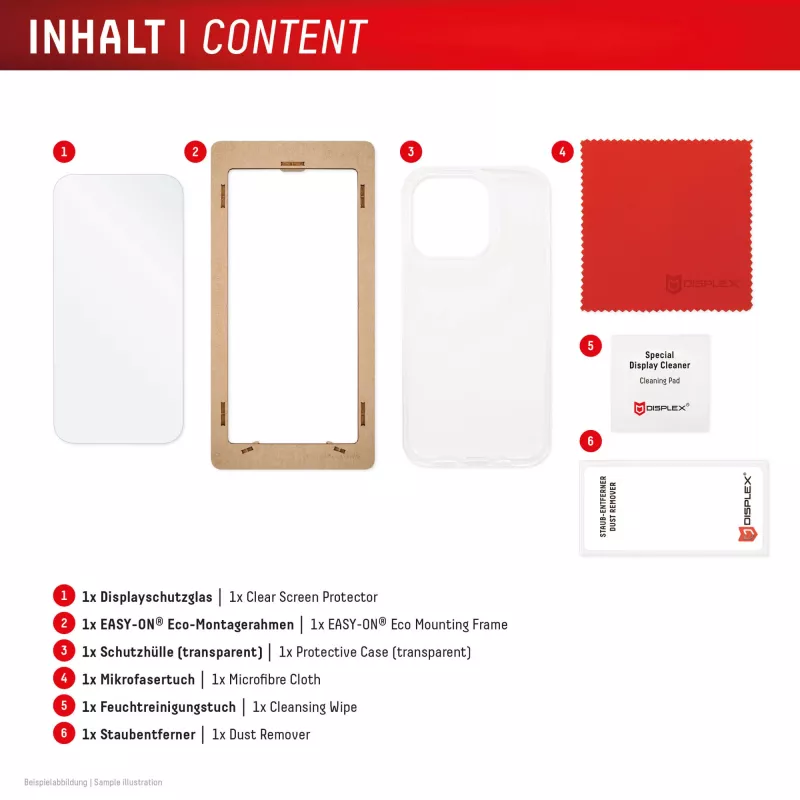 Displex Ochrona ekranu + etui do Apple iPhone 17 Pro, Eco Mounting Frame, odporna na zarysowania
