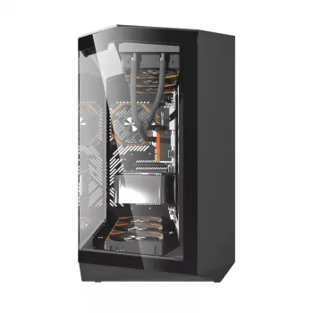 Obudowa PC Darkflash DY470 Full Tower — czarna, SPCC, obsługuje ITX/ATX, HDD 3,5 cala/2,5 cala, 1x tylny 120 mm, wentylatory boczne 120 mm