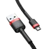 Baseus CAMKLF-B91 Nylon Durable Data & Charging kabel CQ3.0 2.4A USB do Micro USB 1m Czarno-czerwony