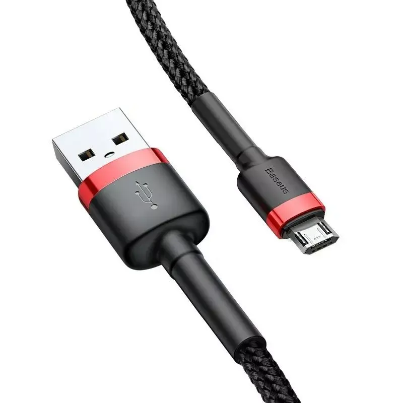 Baseus CAMKLF-B91 Nylon Durable Data & Charging kabel CQ3.0 2.4A USB do Micro USB 1m Czarno-czerwony