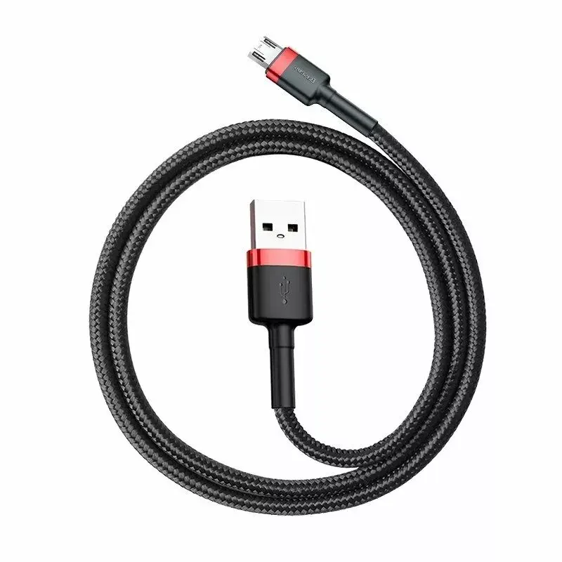 Baseus CAMKLF-B91 Nylon Durable Data & Charging kabel CQ3.0 2.4A USB do Micro USB 1m Czarno-czerwony