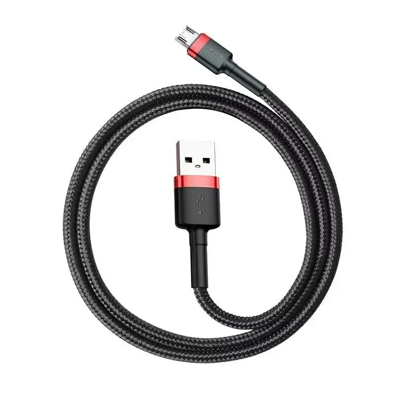 Baseus CAMKLF-B91 Nylon Durable Data & Charging kabel CQ3.0 2.4A USB do Micro USB 1m Czarno-czerwony