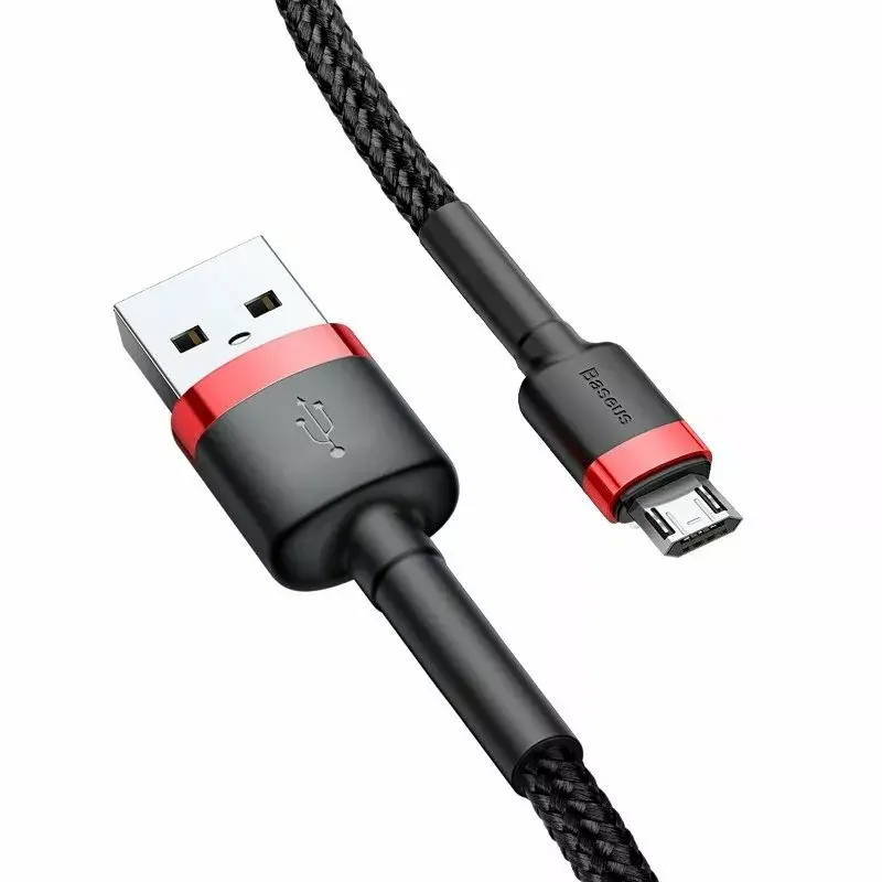 Baseus CAMKLF-B91 Nylon Durable Data & Charging kabel CQ3.0 2.4A USB do Micro USB 1m Czarno-czerwony