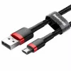 Baseus CAMKLF-B91 Nylon Durable Data & Charging kabel CQ3.0 2.4A USB do Micro USB 1m Czarno-czerwony