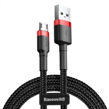 Baseus CAMKLF-B91 Nylon Durable Data & Charging kabel CQ3.0 2.4A USB do Micro USB 1m Czarno-czerwony