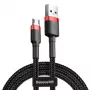 Baseus CAMKLF-B91 Nylon Durable Data & Charging kabel CQ3.0 2.4A USB do Micro USB 1m Czarno-czerwony