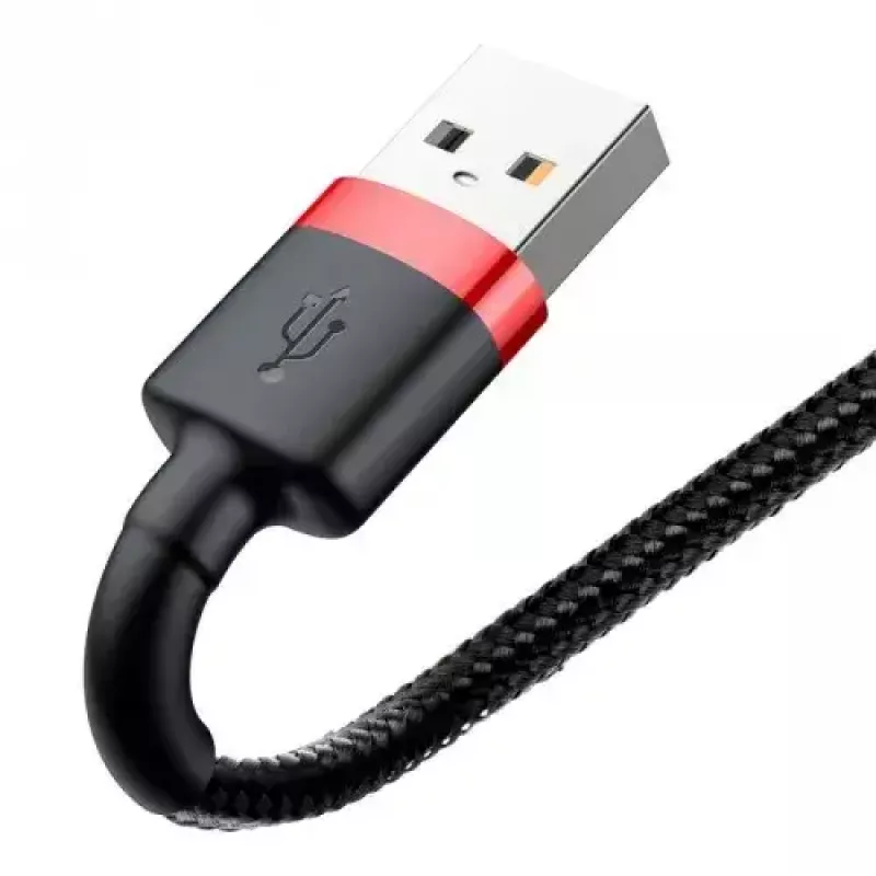 Kabel USB-A do Lightning Baseus CALKLF-C19 2 m — obudowa aluminiowa, 1,5 A, czarno-czerwony