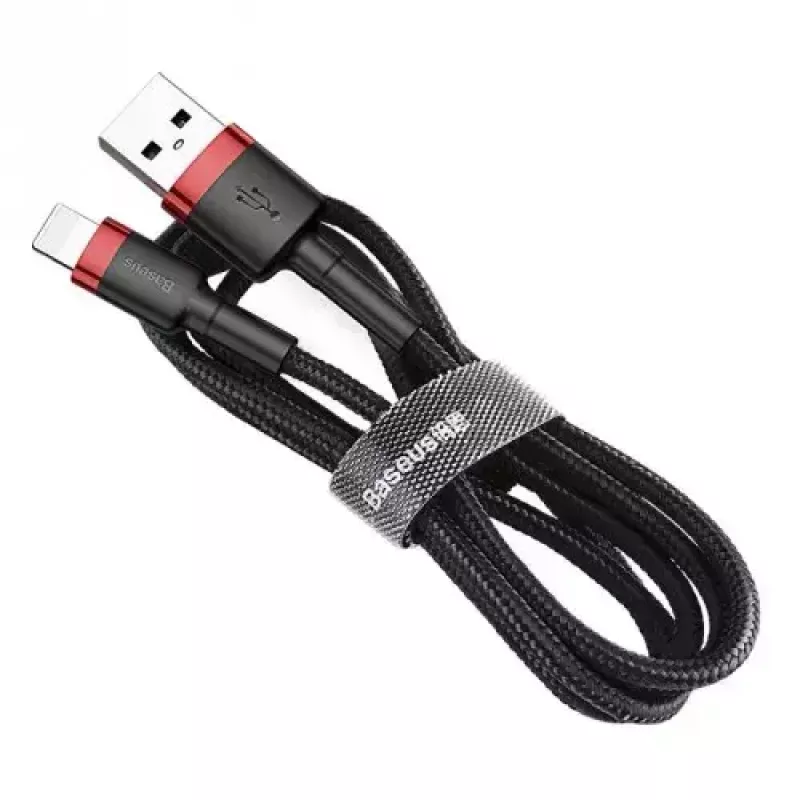 Kabel USB-A do Lightning Baseus CALKLF-C19 2 m — obudowa aluminiowa, 1,5 A, czarno-czerwony