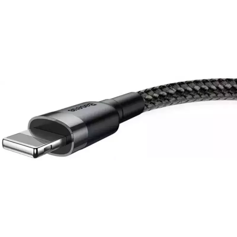 Kabel USB A do Lightning Baseus Cafule (CALKLF-CG1) — oplot nylonowy, QC3.0 1.5A, 2 m, Szary/Czarny