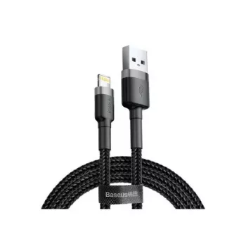 Kabel USB A do Lightning Baseus Cafule (CALKLF-CG1) — oplot nylonowy, QC3.0 1.5A, 2 m, Szary/Czarny