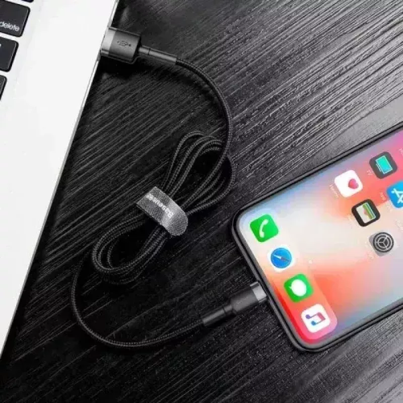 Baseus CALKLF-AG1 Nylonowy kabel do transmisji danych i ładowania USB-C QC3.0 2.4A do Lightning 0,5 m czarny, szary