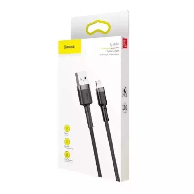 Baseus CALKLF-AG1 Nylonowy kabel do transmisji danych i ładowania USB-C QC3.0 2.4A do Lightning 0,5 m czarny, szary