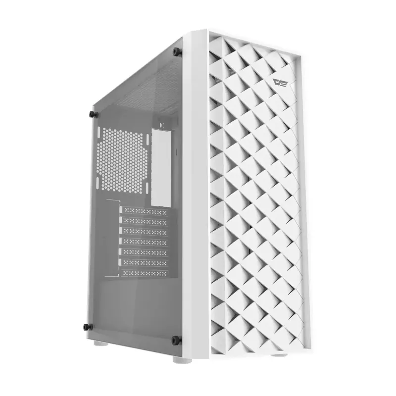 Komputer obudowa Darkflash DK351 biały Midi Tower, Micro ATX/ATX/ITX, szkło hartowane, biały, 200×390×450 mm