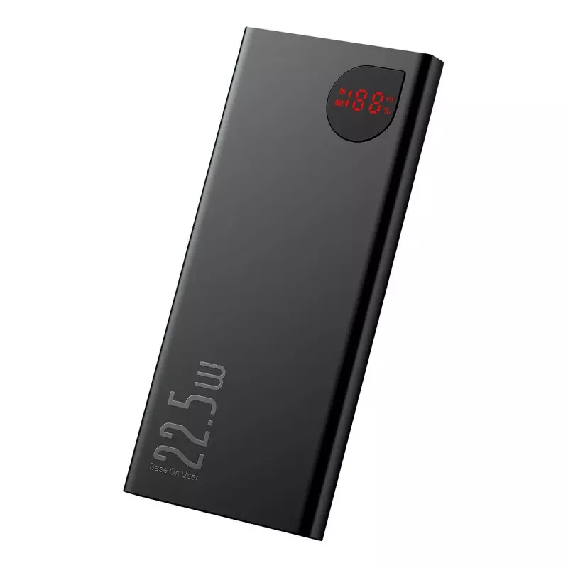 Powerbank Baseus Adaman Metal, litowo-jonowy 10000mAh, 2xUSB, USB-C, Lightning, MicroUSB 22.5W (czarny)