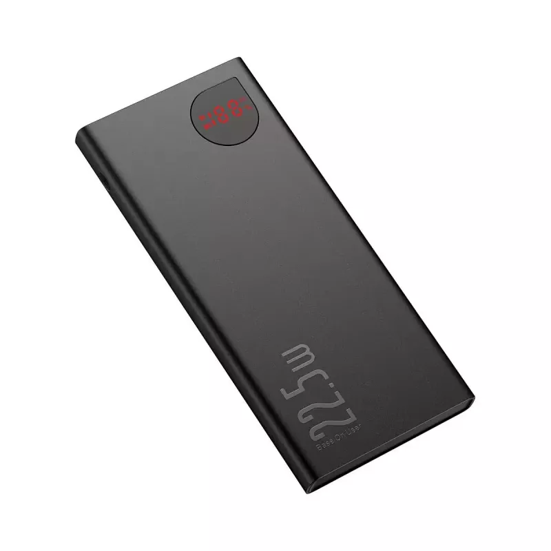 Powerbank Baseus Adaman Metal, litowo-jonowy 10000mAh, 2xUSB, USB-C, Lightning, MicroUSB 22.5W (czarny)
