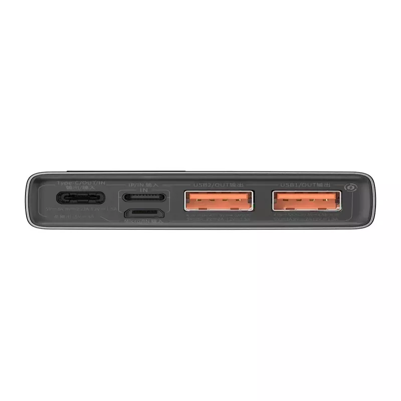 Powerbank Baseus Adaman Metal, litowo-jonowy 10000mAh, 2xUSB, USB-C, Lightning, MicroUSB 22.5W (czarny)