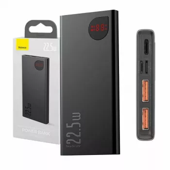 Powerbank Baseus Adaman Metal, litowo-jonowy 10000mAh, 2xUSB, USB-C, Lightning, MicroUSB 22.5W (czarny)