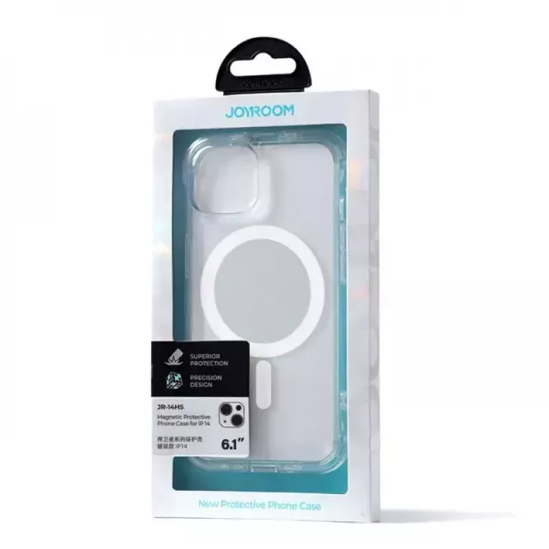 Przezroczysta magnetyczna obudowa ochronna Joyroom JR-14H5 do iPhone'a 14 z MagSafe i pierścieniem magnetycznym, przezroczysta