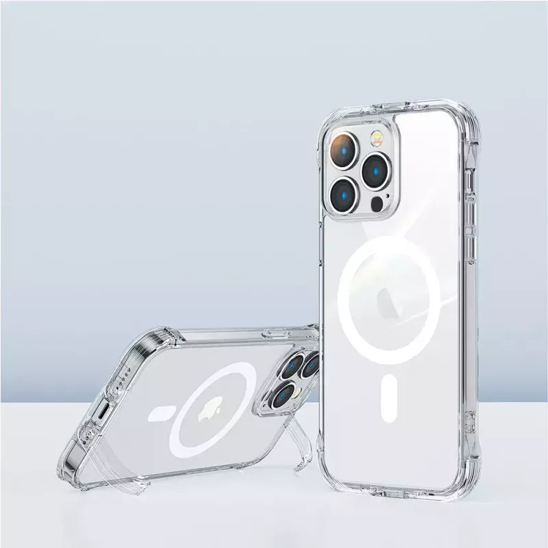 Przezroczysta magnetyczna obudowa ochronna Joyroom JR-14H5 do iPhone'a 14 z MagSafe i pierścieniem magnetycznym, przezroczysta