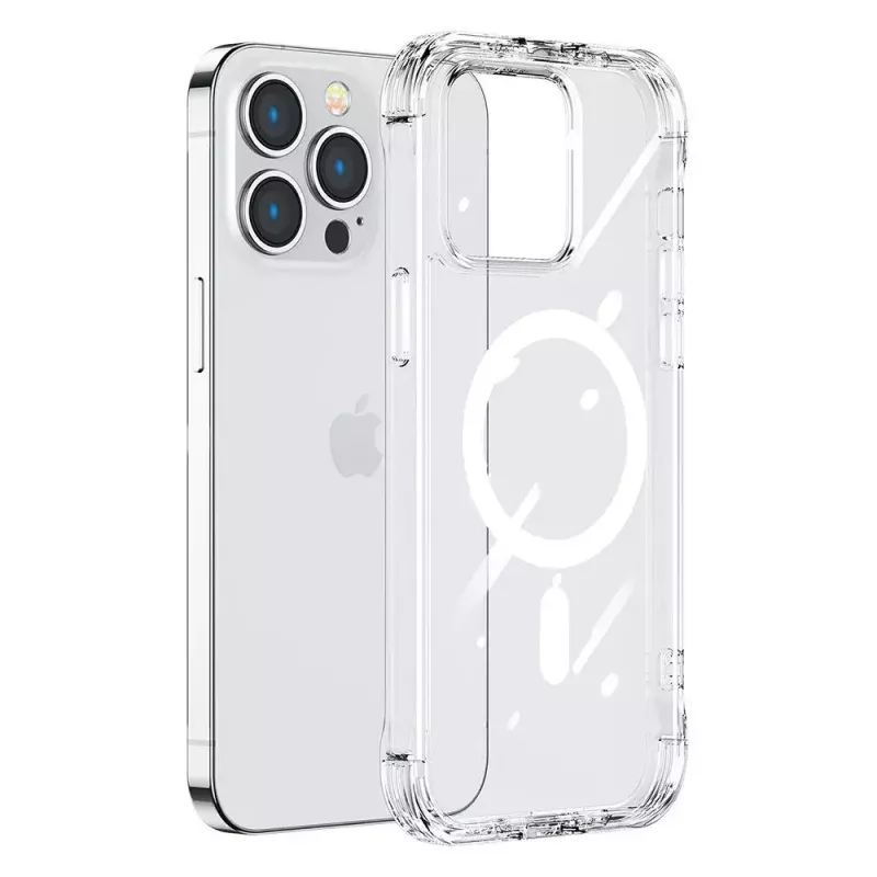 Przezroczysta magnetyczna obudowa ochronna Joyroom JR-14H5 do iPhone'a 14 z MagSafe i pierścieniem magnetycznym, przezroczysta