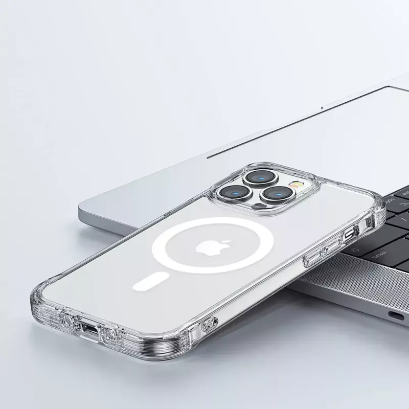 Przezroczysta magnetyczna obudowa ochronna Joyroom JR-14H5 do iPhone'a 14 z MagSafe i pierścieniem magnetycznym, przezroczysta
