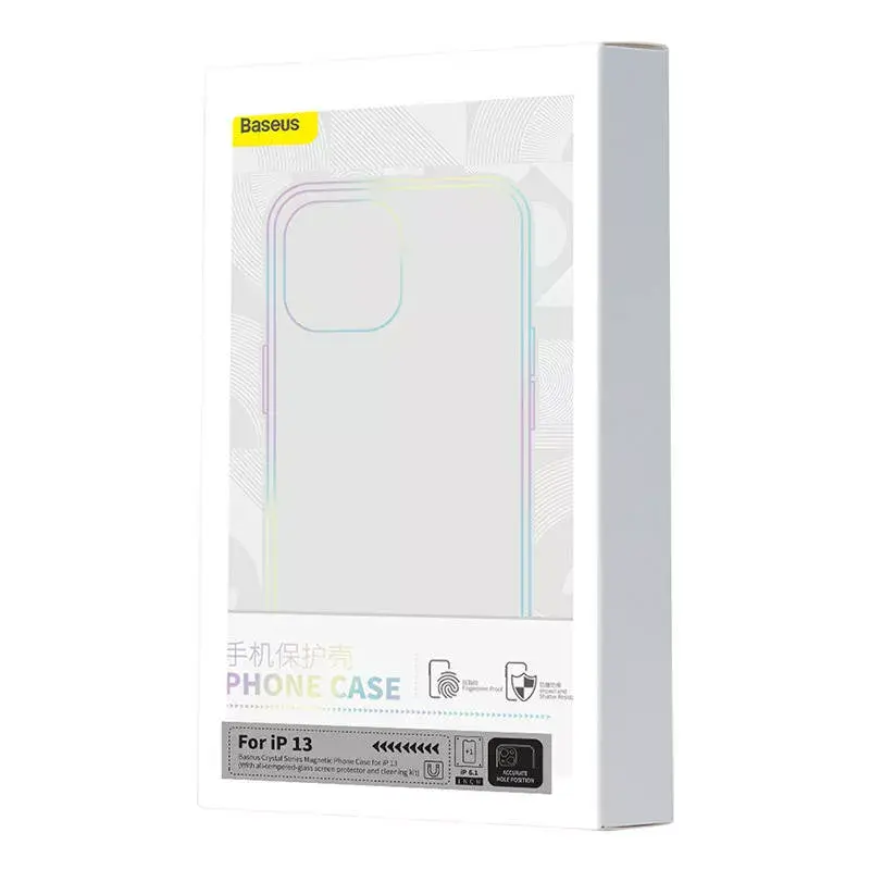 Etui na telefon Baseus Magnetic Crystal Clear dla iPhone 13, przezroczyste, ze szkłem hartowanym na ekran