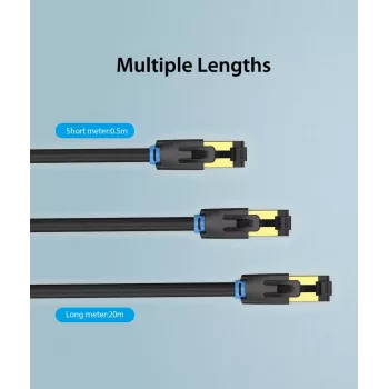 Ethernet patch kabel Vention Cat.8 S/FTP 1 m Czarny RJ-45 Gold-plated