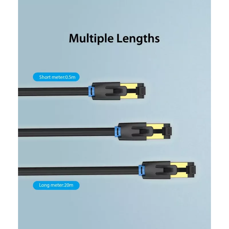 Ethernet patch kabel Vention Cat.8 S/FTP 1 m Czarny RJ-45 Gold-plated