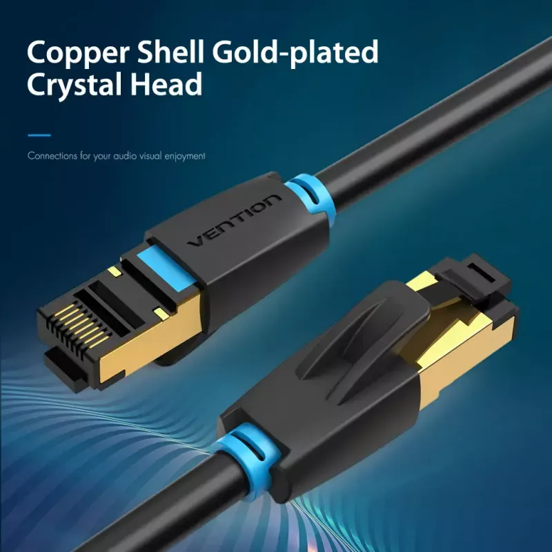 Ethernet patch kabel Vention Cat.8 S/FTP 1 m Czarny RJ-45 Gold-plated