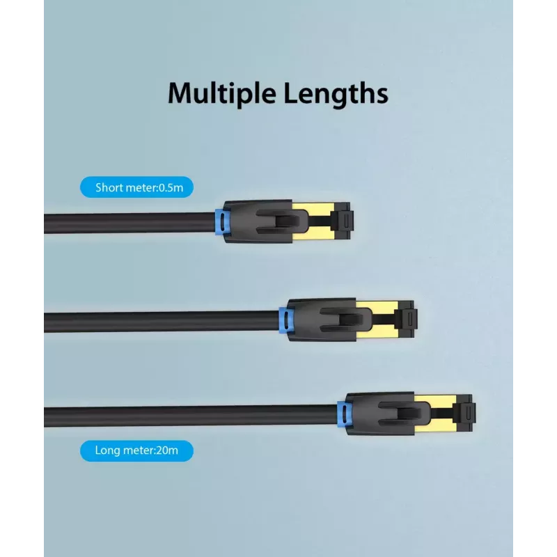 Kabel sieciowy Vention Cat.8 SFTP kabel krosowy RJ-45 8 m czarny