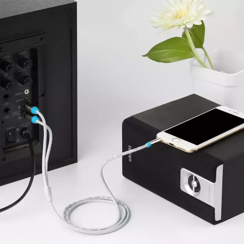 Kabel audio Vention 3,5 mm męski na 2×RCA męski, 3 m, czarny, pozłacane styki