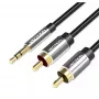 Kabel audio Vention 3,5 mm męski na 2×RCA męski, 3 m, czarny, pozłacane styki